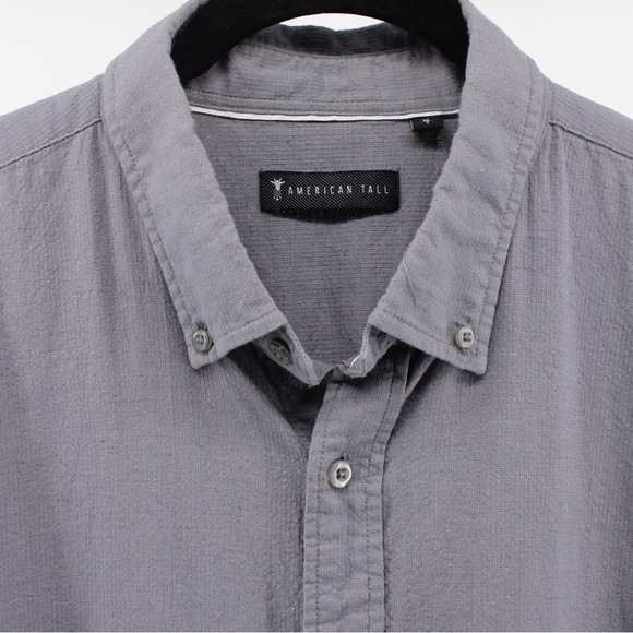 American Tall Slate Grey Linen Blend Long Sleeve Button up Breathable XLT - Picture 3 of 10